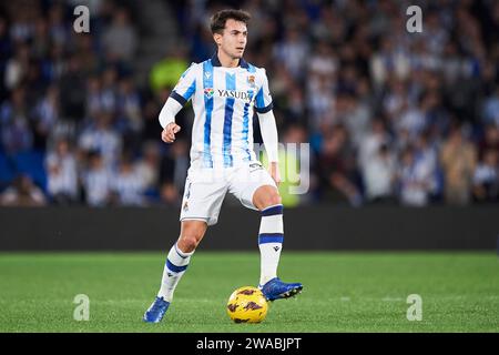 Martin Zubimendi von Real Sociedad im LaLiga EA Sports Match zwischen Real Sociedad und Deportivo Alaves im reale Arena Stadium am 2. Januar 2024 in San Sebastian, Spanien. Quelle: Cesar Ortiz Gonzalez/Alamy Live News Stockfoto