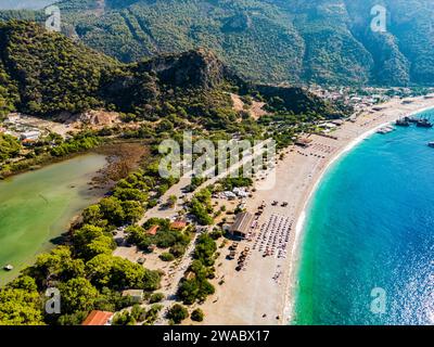 Luftaufnahme von Oludeniz im Bezirk Fethiye, Provinz Mugla, Türkei Stockfoto