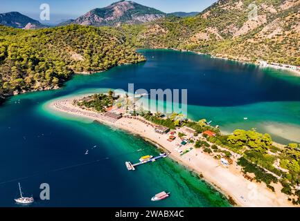 Luftaufnahme von Oludeniz im Bezirk Fethiye, Provinz Mugla, Türkei Stockfoto