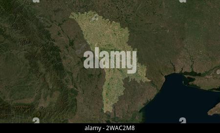 Moldau wird auf einer Satellitenkarte mit niedriger Auflösung hervorgehoben Stockfoto