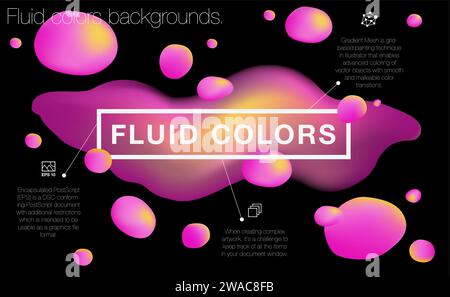 Flüssige Farben. Kreative Verlaufsdarstellungen. Abstraktes Set mit flüssigem Farbdesign. Vorlage für Ihren Fashion Newsletter, Poster für Print oder Web, Medien, Stock Vektor