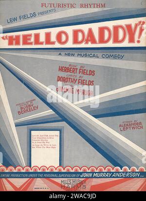 „Hallo Daddy!“ 1928 Musical Art Deco Noten Cover Stockfoto