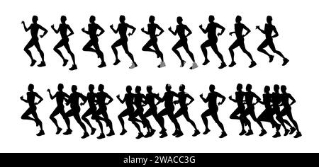 Satz von Silhouetten. Läufer auf Sprintmenschen. Running People Vector Silhouetten. Stock Vektor