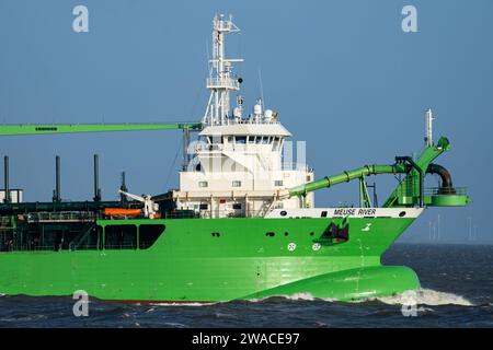 DÉME nachlaufende Saugtrichter-Bagger Maas an der Elbe Stockfoto