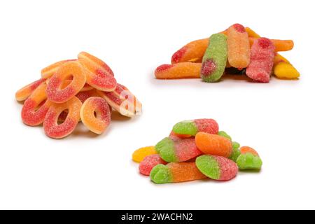 Gelee Candys isoliert auf weißem Hintergrund. Stockfoto