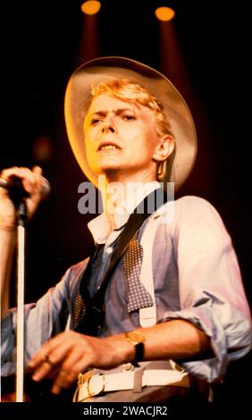 David Bowie im Civic Center in Hartford, CT, USA, 15. Juli 1983. Stockfoto