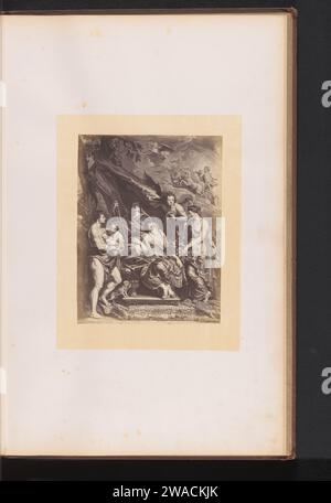 Fotoproduktion eines Gravurs der Geburt von Maria de’Medici von Jean-Marc Nattier, zum Gemälde von Peter Paul Rubens, Dechamps usw., nach Jean-Marc Nattier, nach Peter Paul Rubens, um 1859 - in oder vor ca. 1864 fotografische Unterstützung Albumendruck Königin. Gebärende (liegende) Frau Fontainebleau Stockfoto