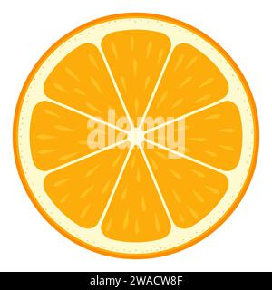 Orangefarbene Schicht. Zitrusscheibe. Isoliert auf weißem Hintergrund. Designelement für Vektorillustration. Stock Vektor