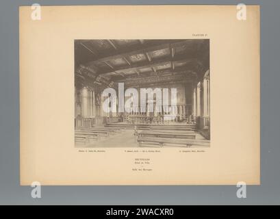 Blick auf den Hochzeitssaal des Rathauses von Brüssel, Belgien, G. Choppinet, ca. 1893 - in oder vor 1898 fotomechanischer Druck dieser Druck ist Teil eines Covers mit 89 Drucken und 5 Textzeitschriften. Stadthalle mit Kollotypie aus Papier. Andere Zimmer. Standesamtliche Trauung Rathaus Stockfoto