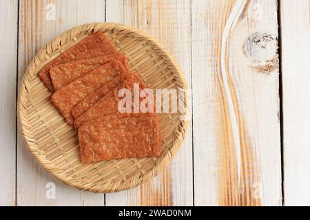 Draufsicht Geschnittene Japanische Tofu Pocket Inari Sushi Im Abura Age Stockfoto