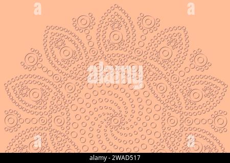 Abstrakter minimaler geometrischer Hintergrund mit Ornament, Mandala. Trendige Farbe des Jahres 2024, Peach Fuzz Vektor Illustration für Ihr Design. Stock Vektor