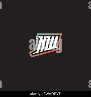 Die Kombination aus NW-Letter und coolem Logo zeigt erste und coole Ideen für Farbabstufungen Stock Vektor