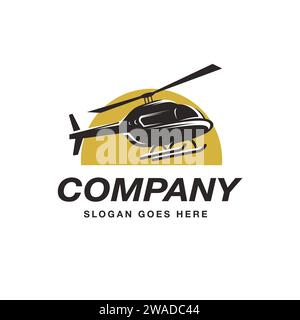 Vektorvorlage für das Logo des fliegenden Hubschraubers auf weißem Hintergrund Stock Vektor