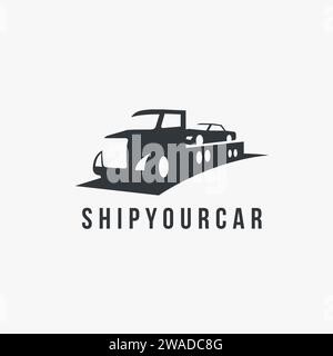 Lkw, der das Auto-Logo-Symbol-Vektorvorlage auf weißem Hintergrund verschickt Stock Vektor