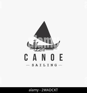 Einfache szenische Canoe Sailing Logo Symbol Vektorvorlage auf weißem Hintergrund Stock Vektor