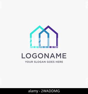 Drei Haus Immobilien Estate Logo Symbol Vektorvorlage auf weißem Hintergrund Stock Vektor