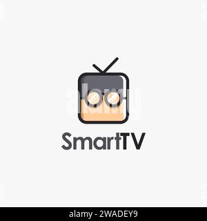 Smart tv mit Brille Logo Symbol Vektor, Geek tv Logo Symbol Vorlage auf weißem Hintergrund Stock Vektor
