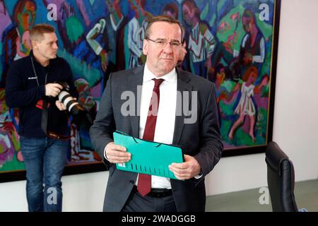 Bundesverteidigungsminister Boris Pistorius erscheint auf der Kabinettssitzung im Bundeskanzleramt, Berlin, 29 03 2023 Stockfoto