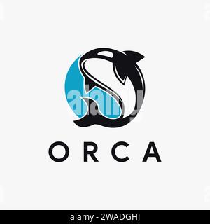 Einfache springende Orca-Logo-Symbol-Vektorvorlage auf weißem Hintergrund Stock Vektor