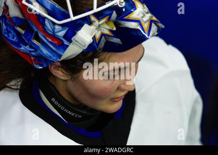 Tsongas Center. Januar 2024. Massachusetts, USA; Torhüterin Nicole Hensley aus Minnesota (29) in einem Spiel zwischen Boston und Minnesota im Tsongas Center. (c) Burt Granofsky/CSM/Alamy Live News Stockfoto