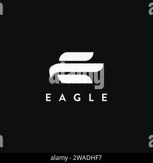 Abstrakter E-Buchstabe für Eagle-Logo-Symbol-Vektorvorlage auf schwarzem Hintergrund Stock Vektor