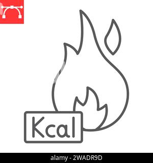 Burn Kcal Line Icon, Fitness und Sport, Kalorienverbrennungsvektor Icon, Vektorgrafiken, editierbares Konturzeichen, eps 10. Stock Vektor