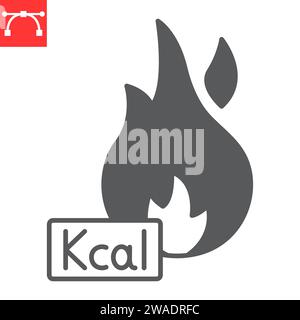 Burn Kcal Glyph Symbol, Fitness und Sport, Kalorien Burn Vektor Symbol, Vektor Grafiken, editierbare Strich Solid Zeichen, eps 10. Stock Vektor