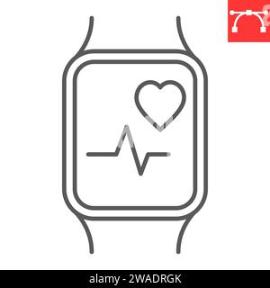 Fitness Uhrenlinie Symbol, Sport und Gadget, Fitness Tracker Vektor Symbol, Vektor Grafiken, editierbare Strichumrisszeichen, eps 10. Stock Vektor
