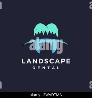 Kiefernwald Landschaft Dental Natur Logo Symbol Vektor Vorlage auf weißem Hintergrund Stock Vektor