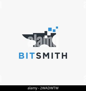 Digital Anvil Logo-Vektorvorlage auf weißem Hintergrund Stock Vektor