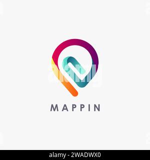 Clip Map Pin Logo Symbol Vektor, Büro Pin Logo Symbol Vektor Vorlage auf weißem Hintergrund Stock Vektor