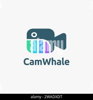 Abstrakte Kamera-Wal-Logo-Symbol-Vektorvorlage auf weißem Hintergrund Stock Vektor