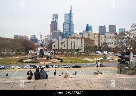 Die Skyline von Philadelphia an einem Frühlingstag Stockfoto