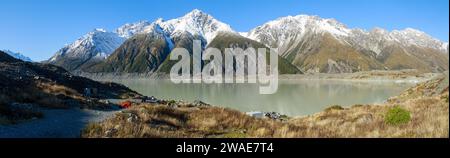 Tasman Lake, ein See am Fuße des Tasman Glaciers im Mount Cook National Park, Neuseeland Stockfoto