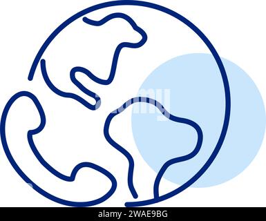 Internationales Callcenter. Globaler Kundensupport für Unternehmen. Pixelperfekter, bearbeitbarer Kontur Stock Vektor