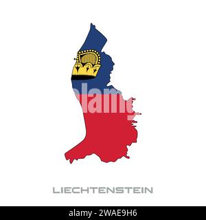 Vektorillustration der Flagge von Liechtenstein mit schwarzen Konturen auf weißem Hintergrund Stock Vektor