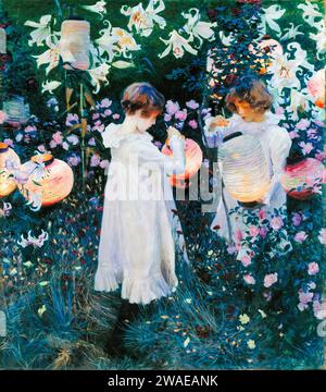 John Singer Sargent, Nelke, Lily, Lily, Rose, Ölgemälde auf Leinwand, um 1885 Stockfoto