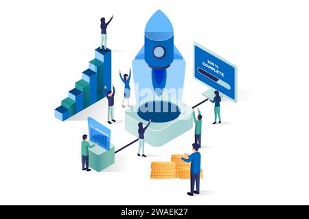 Flat Vector Design statistische und Datenanalyse für Business Finance Investment Konzept mit Business Stock Vektor