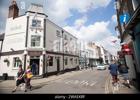 Blick auf die High Street von Eton, Berkshire in Großbritannien Stockfoto