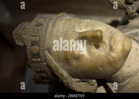 Bildnis von Richard Löwenherz in der Rouen Cathedral Ambulatory, auf dem Grab, das sein Herz enthalten soll. Normandie, Frankreich Stockfoto