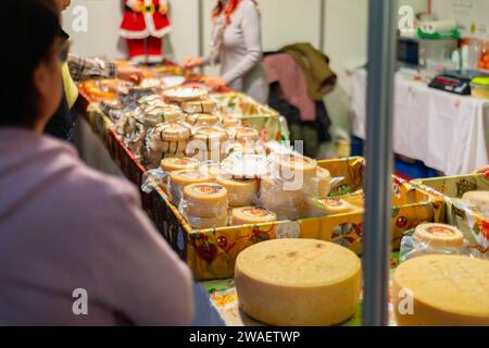 UGIJAR, SPANIEN - 09. DEZEMBER 2023 die regionalen Hersteller von Handwerk, Gastronomie und Tourismus präsentieren ihre Produkte und Dienstleistungen auf der größten traditionellen Tour Stockfoto