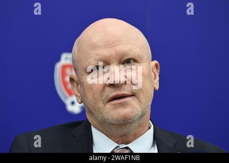 Prag, Tschechische Republik. Januar 2024. Der neue Trainer der tschechischen Fußballnationalmannschaft Ivan Hasek, Prag, Tschechische Republik, 4. Januar 2024. Quelle: Katerina Sulova/CTK Photo/Alamy Live News Stockfoto