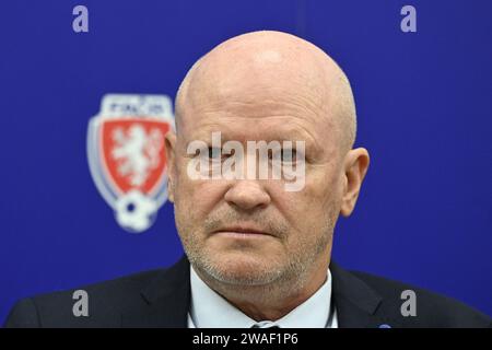 Prag, Tschechische Republik. Januar 2024. Der neue Trainer der tschechischen Fußballnationalmannschaft Ivan Hasek, Prag, Tschechische Republik, 4. Januar 2024. Quelle: Katerina Sulova/CTK Photo/Alamy Live News Stockfoto