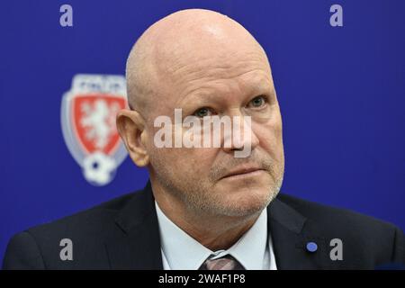 Prag, Tschechische Republik. Januar 2024. Der neue Trainer der tschechischen Fußballnationalmannschaft Ivan Hasek, Prag, Tschechische Republik, 4. Januar 2024. Quelle: Katerina Sulova/CTK Photo/Alamy Live News Stockfoto