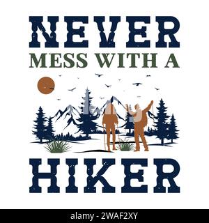 T-Shirt-Design zum Wandern Stock Vektor