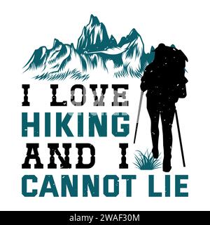 T-Shirt-Design zum Wandern Stock Vektor