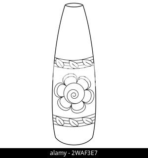Konturvase, Vektor linear. Vasenkeramik, antike griechische Illustration. Schwarz-weiß. Seite „Art Therapy Coloring“ (Kunsttherapie). Vektorabbildung Stock Vektor