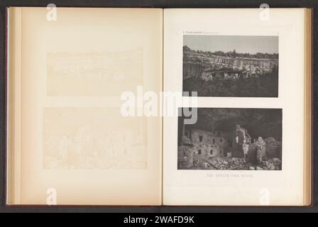 Zwei Gesichter auf einem Felsenhaus, Spruce Tree House, im Mesa Verde Nationalpark, ca. 1891 - in oder vor 1893 photomechanischen Druck Mesa Verde National ParkParis Papier Höhlenwohnung. Ruine einer Wohnung, eines Hauses, einer Burg usw. Mesa Verde Nationalpark Stockfoto