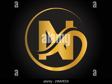 N-Letter-Logo mit goldener Luxusfarbe und Monogramm-Design-Vektorvorlage. Stock Vektor