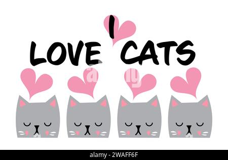 Ich liebe Cats Vector Illustration Stock Vektor